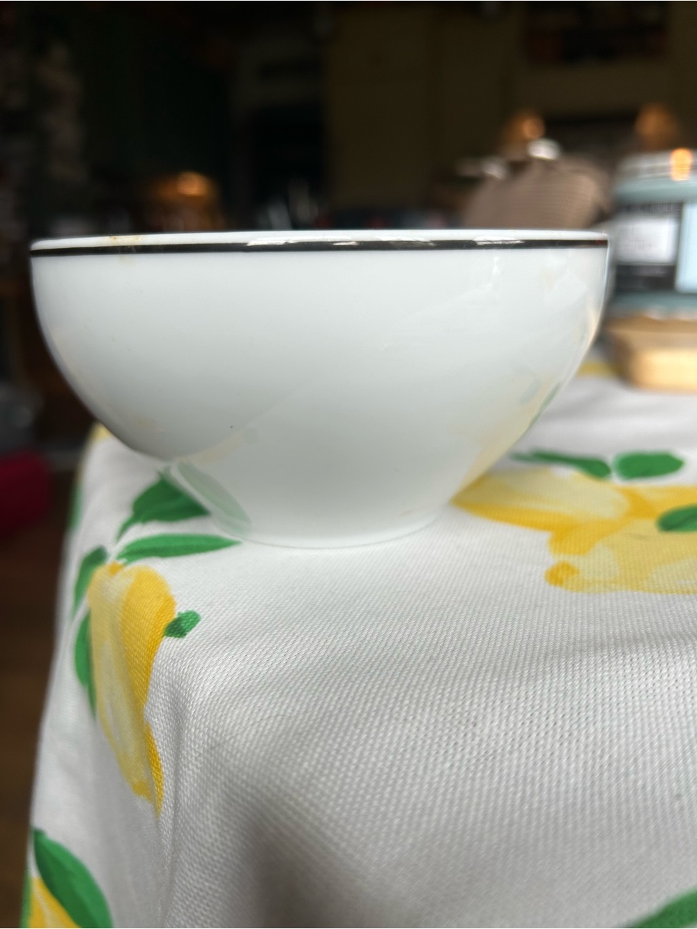 Royal Limoges White Porcelain Bowl with Black Rim - set of 6 - 5”wide bowl